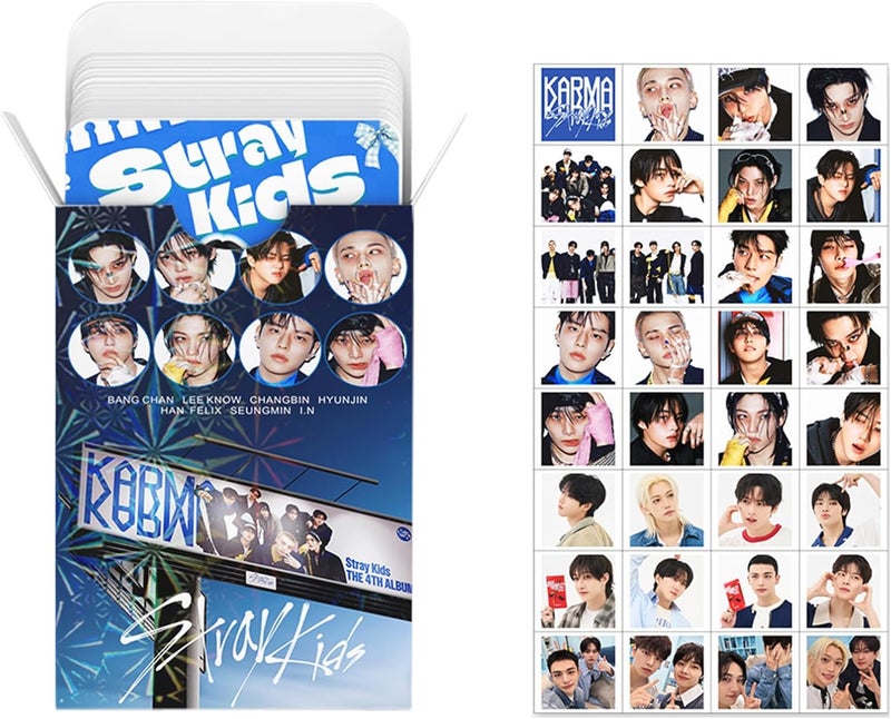 KPOPBP 92 PCS Karma Album Photocards Kpop SKZ Lomo Cards and 32 PCS Laptop Sticker, Gift for Boys and Girls - Image 2